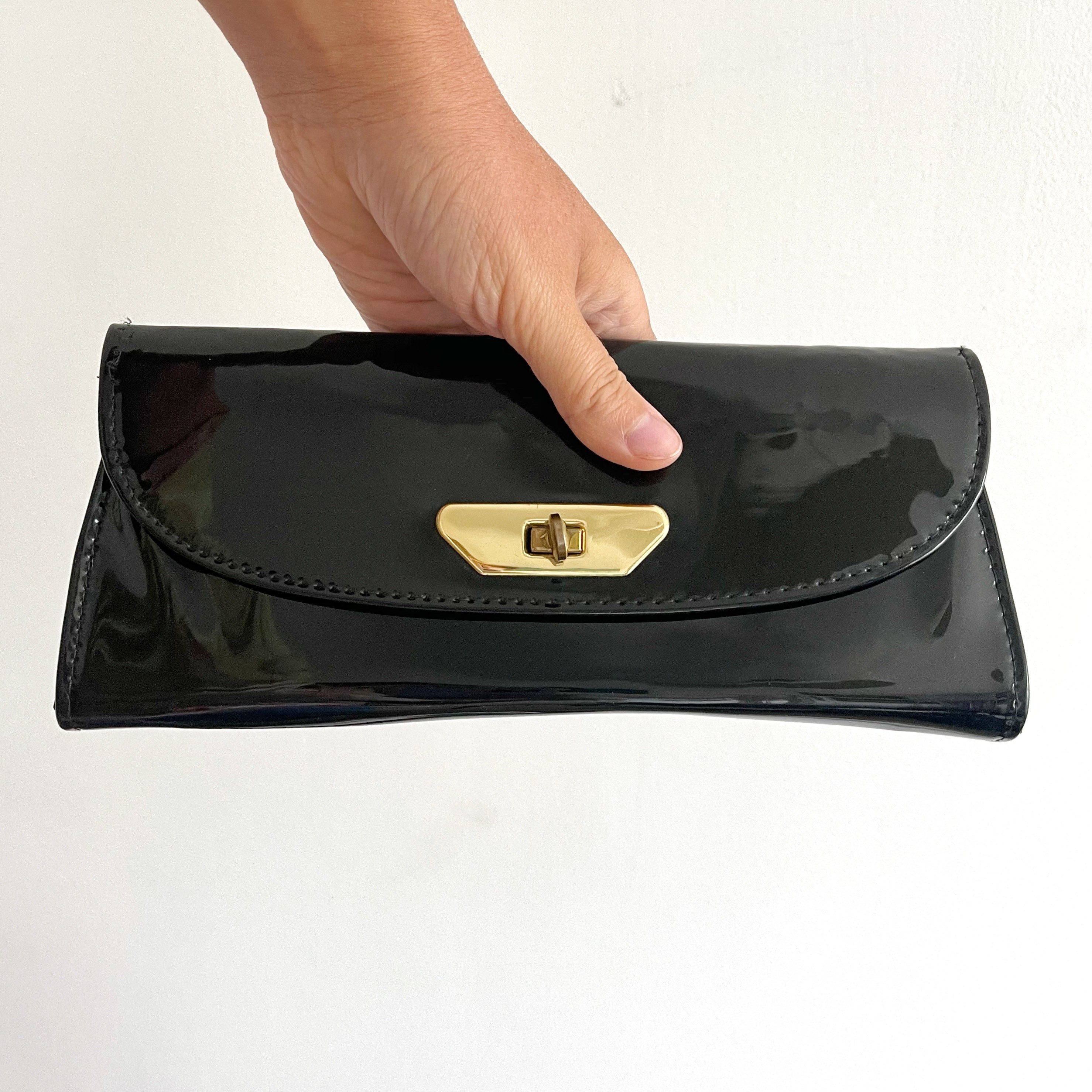 Black patent clutch bags for weddings cheap