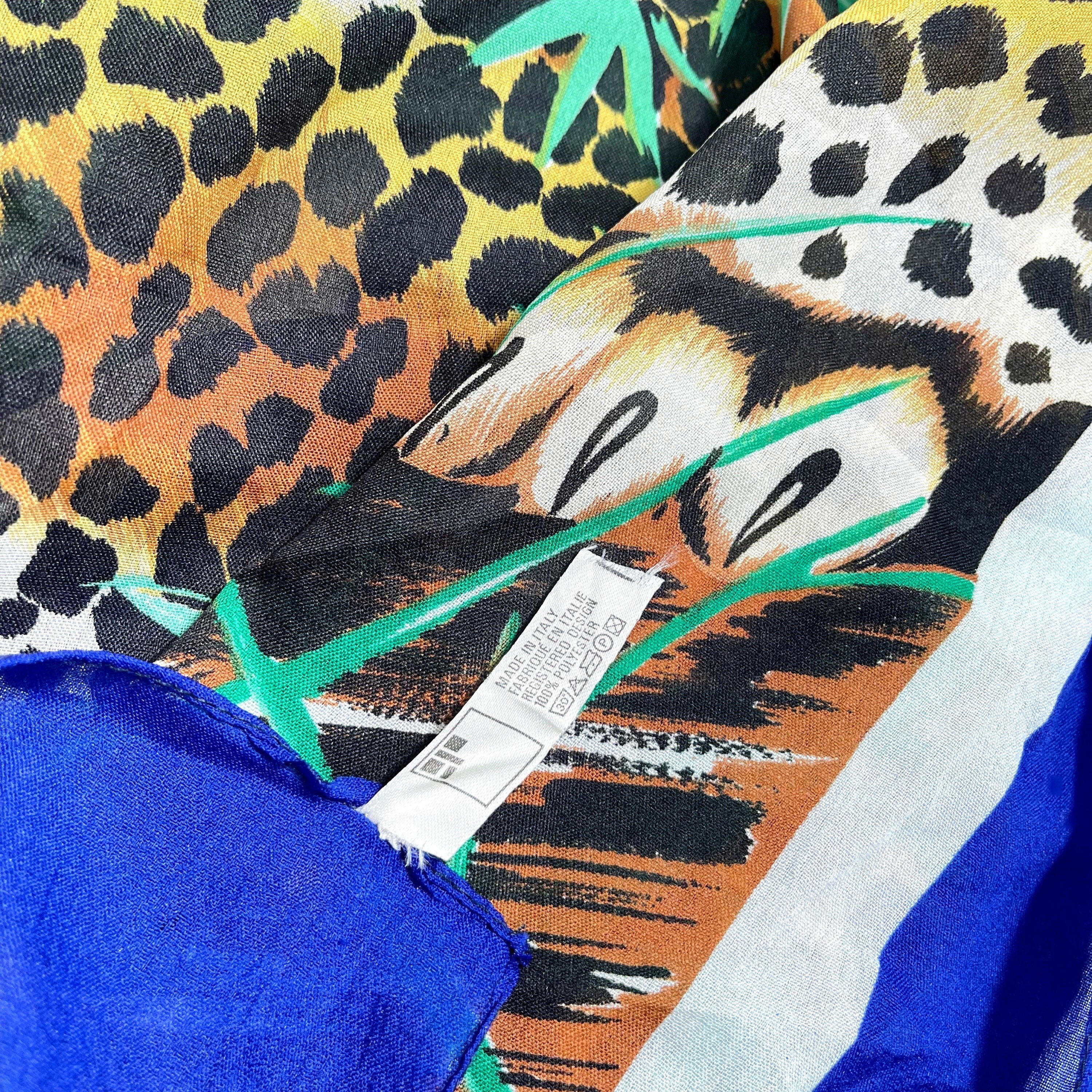 Sciarpa Sartoriale Sfrangiata, 100% Lino, Fantasia Anni '70 Celeste E Rossa, Fatta A Mano In - Foto 13