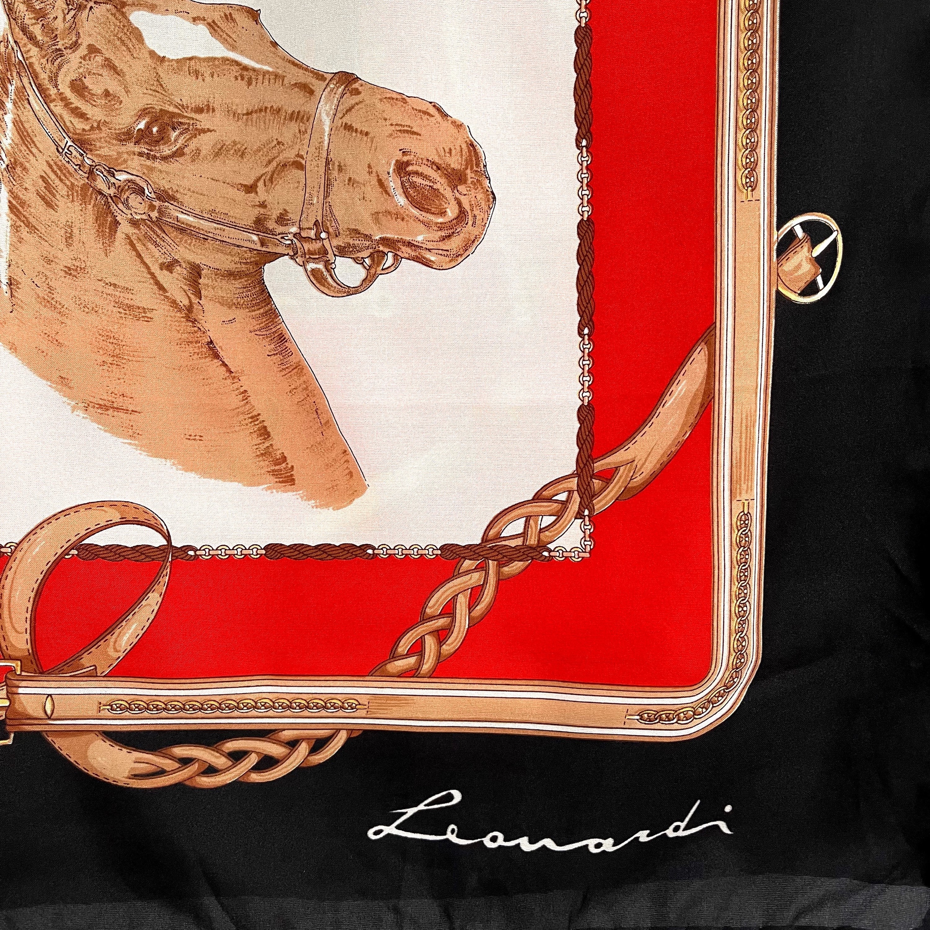 Foulard Vintage Thème Chevaux En Soie - Multicolore, Accessoire Tête Femme, Occasion