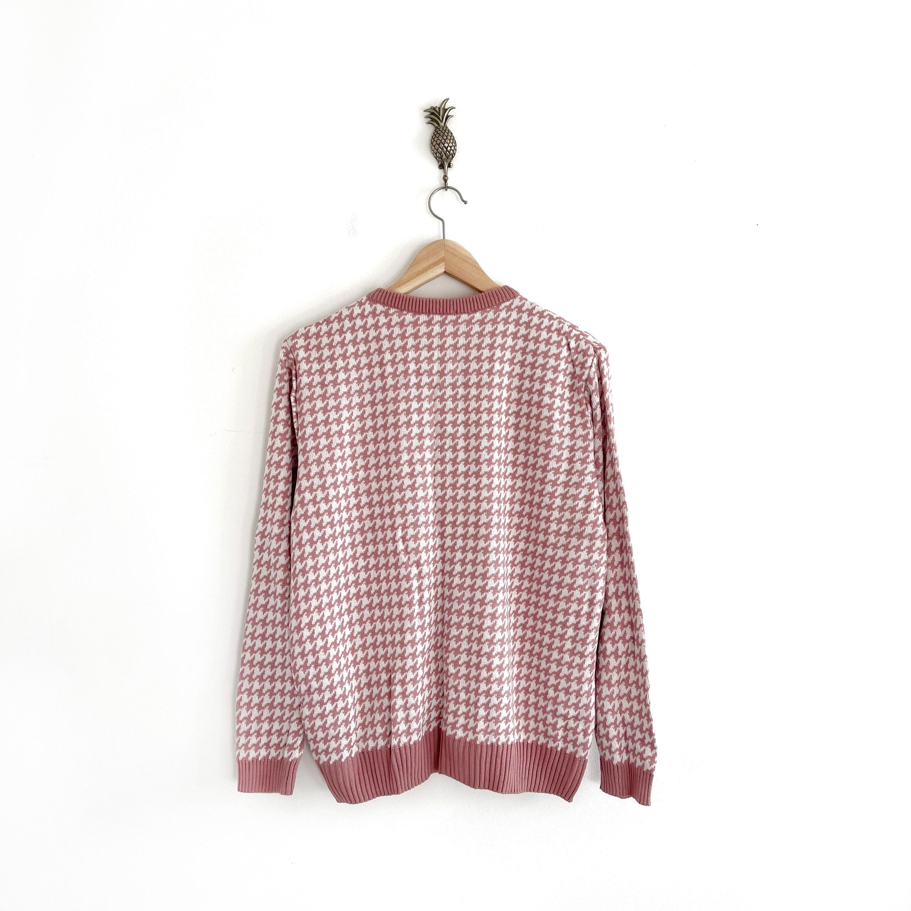 Vintage Houndstooth Check Cardigan in Mauve Pink Etsy Australia