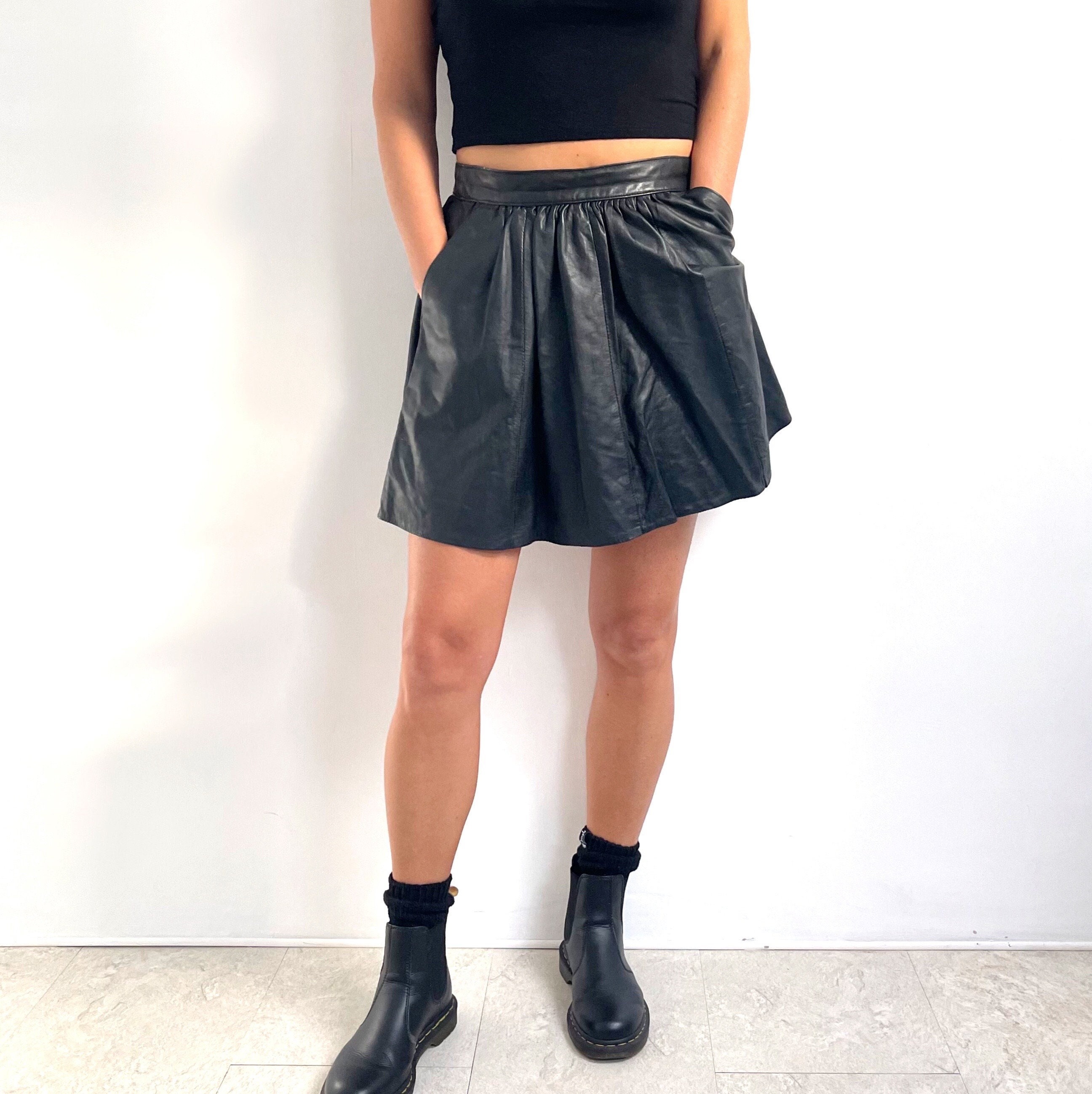 Leather pleated skirt 80 cheap