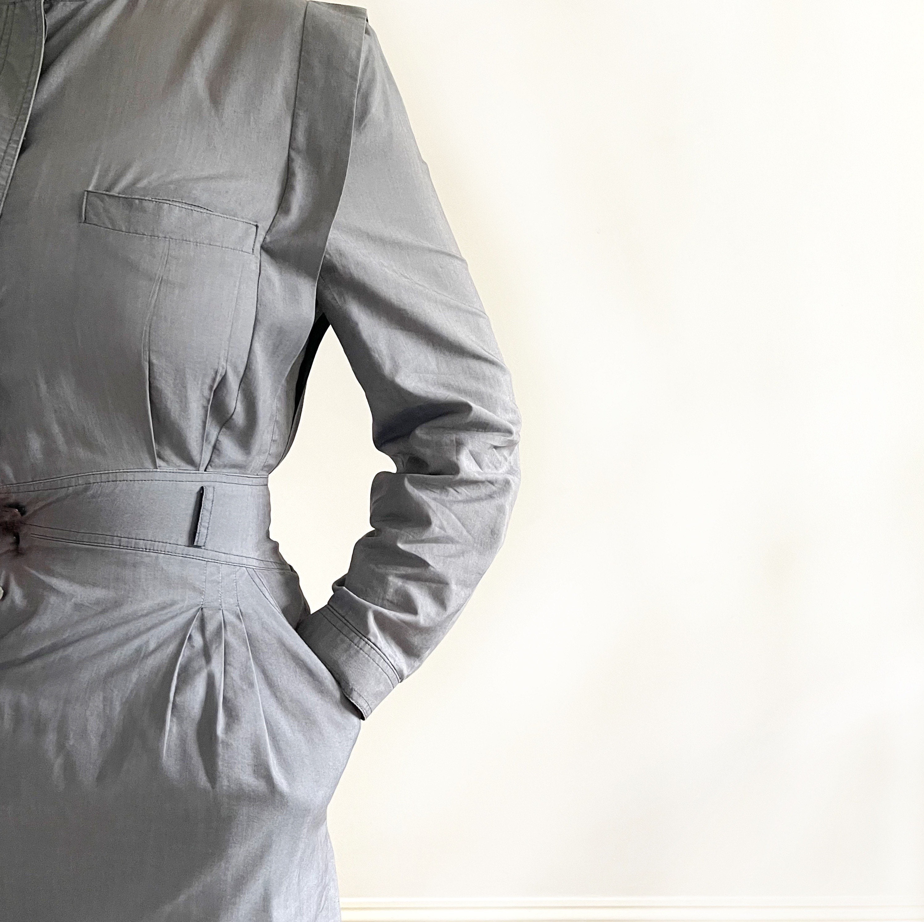 Vintage JIL SANDER Grey Shirt Dress // Military Minimalist