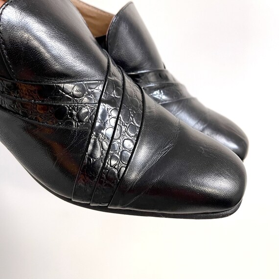 Vintage Black Leather Unisex Loafers | Cuban Heel… - image 4