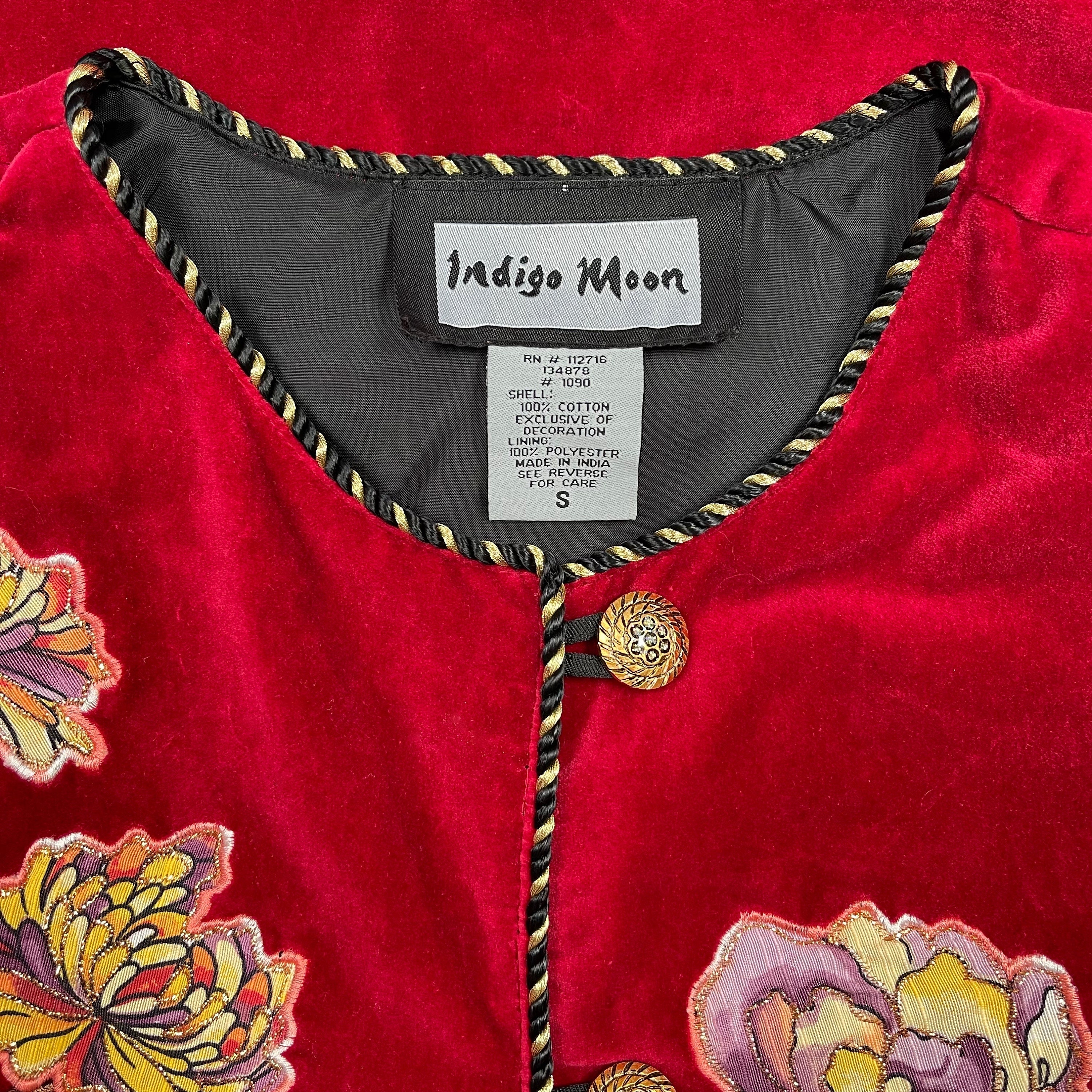 ジャケット・アウター Indigo Moon Embroidery Design Jacket Indigo Moon Blue Denim Multi-Color Embroidered Patchwork