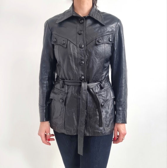 70s vintage short leather sports jacket