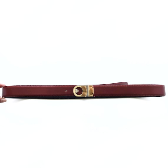 Vintage Reversible Black & Burgundy Leather Belt With Silver  display picture 1