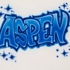 Airbrush Blue Graffiti Name 80's 90's Theme  Hip Hop Retro Party T-Shirt Airbrushed Birthday T Shirts