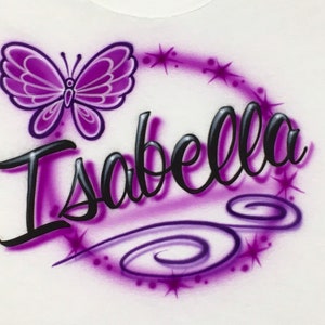 Airbrush Purple Butterfly Name Design T-shirt Size S M L XL 2XL Custom ...