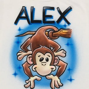 Airbrush Hanging Monkey T-Shirt Personalized with Name Airbrushed Personalized Shirt