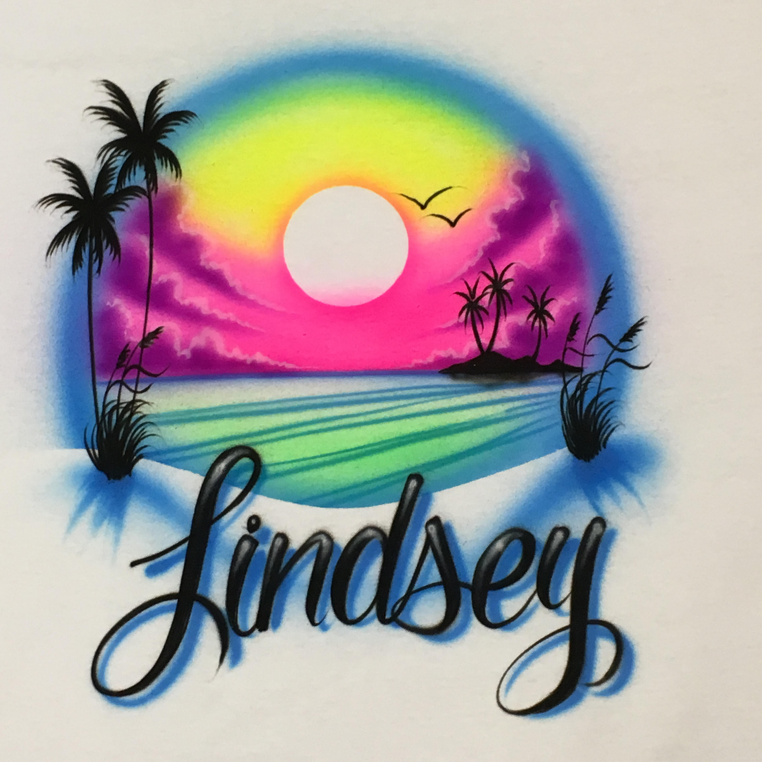 Airbrush Custom T Shirts 80s 90s Beach Etsy