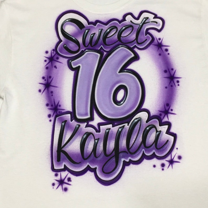 Airbrush Sweet Sixteen Birthday Shirts Personalized With - Etsy