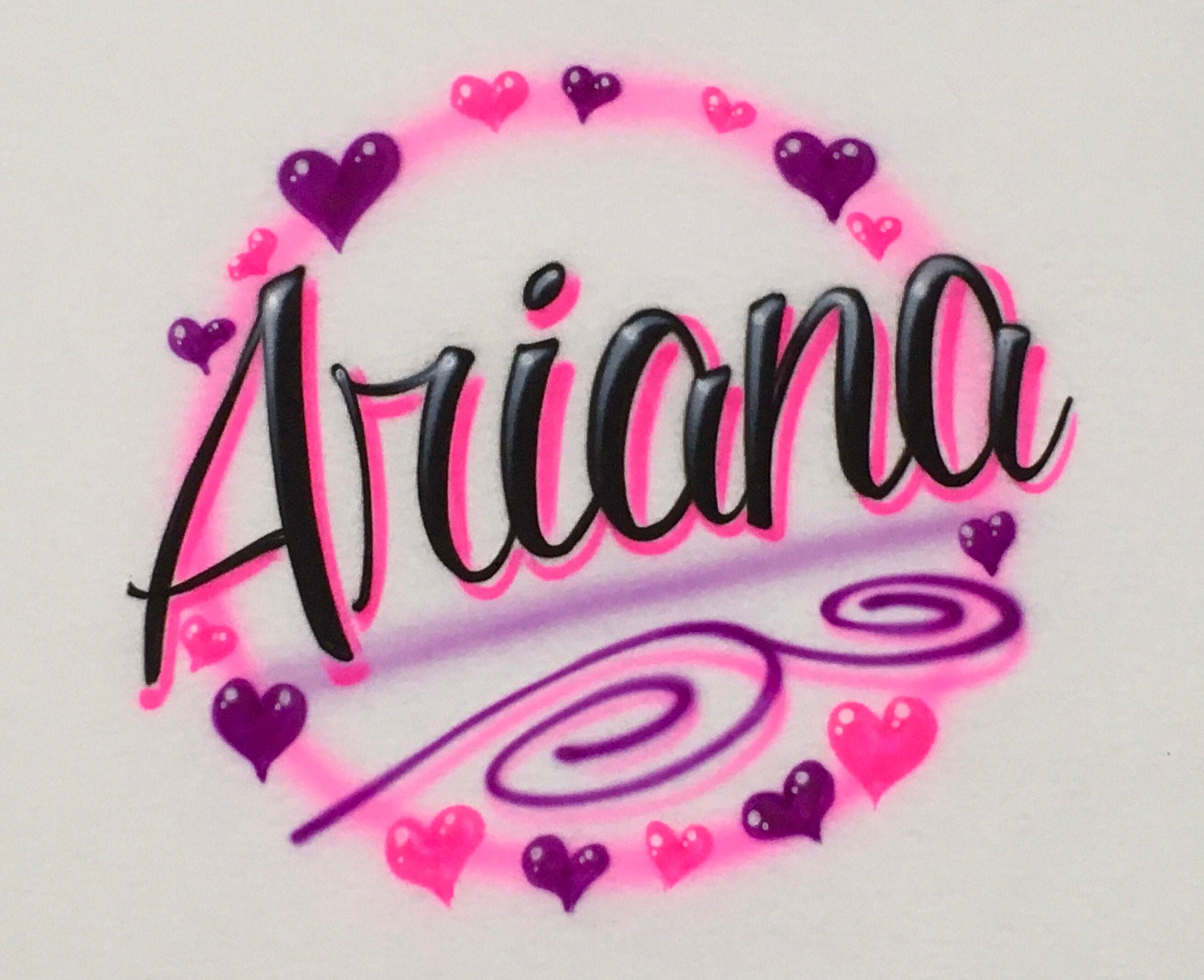 Airbrush Pink Purple Heart Name Design In Style Pictured Etsy Airbrush Pink Purple Heart Name Design In Style Pictured Etsy