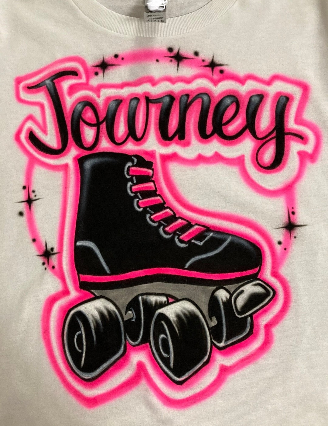 Airbrush Pink Trim Roller Skate Shirts Personalized Name Tshirts Size