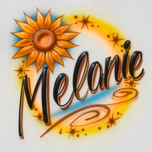 Airbrush Sunflower Name Design T-Shirt size S M L XL 2X Custom Airbrushed Personalized T Shirt