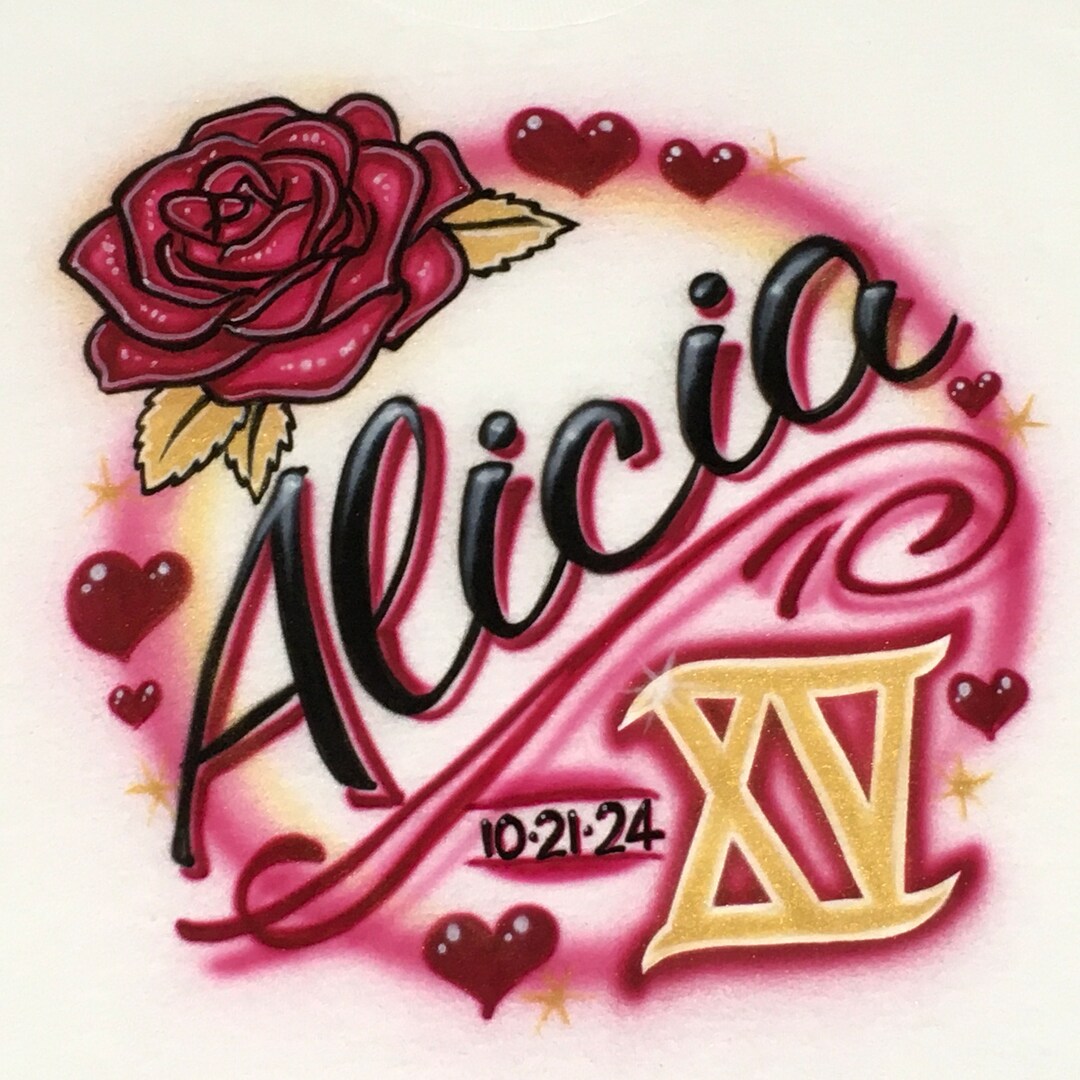 Airbrush Personalized Quince Rose Princess Tshirt Personalized Name