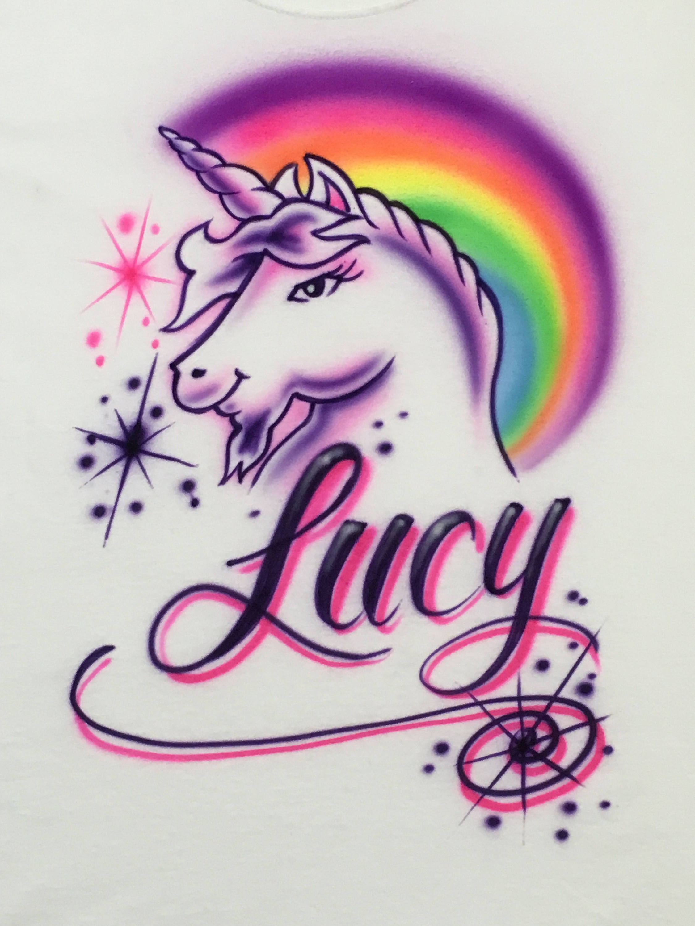 Airbrush Unicorn Shirts with Rainbow Custom Name Magical T-Shirt Airb…