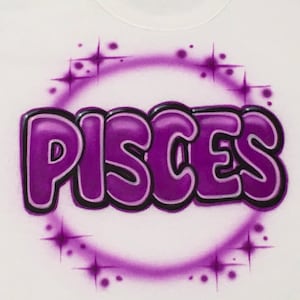 Airbrush Zodiac Name or One Word Design T-Shirt size S M L XL 2XL Airbrushed Personalized Shirts