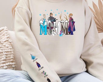 Camiseta personalizada de Frozen Mama, nombre personalizado a juego con el personaje de Frozen, camiseta personalizada de Disney Frozen, vacaciones familiares personalizadas 2025, Frozen Mommy