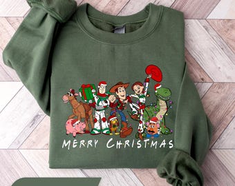 Felpa di Natale di Toy Story, magliette di Natale Disney, felpa di Natale per la famiglia di Woody e Buzz, maglione di Natale per la famiglia