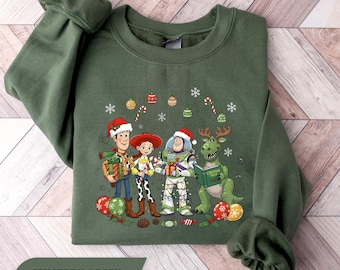 Sudadera navideña de Disney Toy Story, sudadera navideña de fan de Toy Story, sudadera navideña de Woody, Buzz Lightyear y Alien, regalo de Navidad
