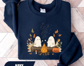 Cute Ghosts Camping Sweatshirt, Halloween Camping Sweatshirt, Halloween Ghost Shirt, Womens Halloween Sweatshirt, Smore Lover Sweatshirt