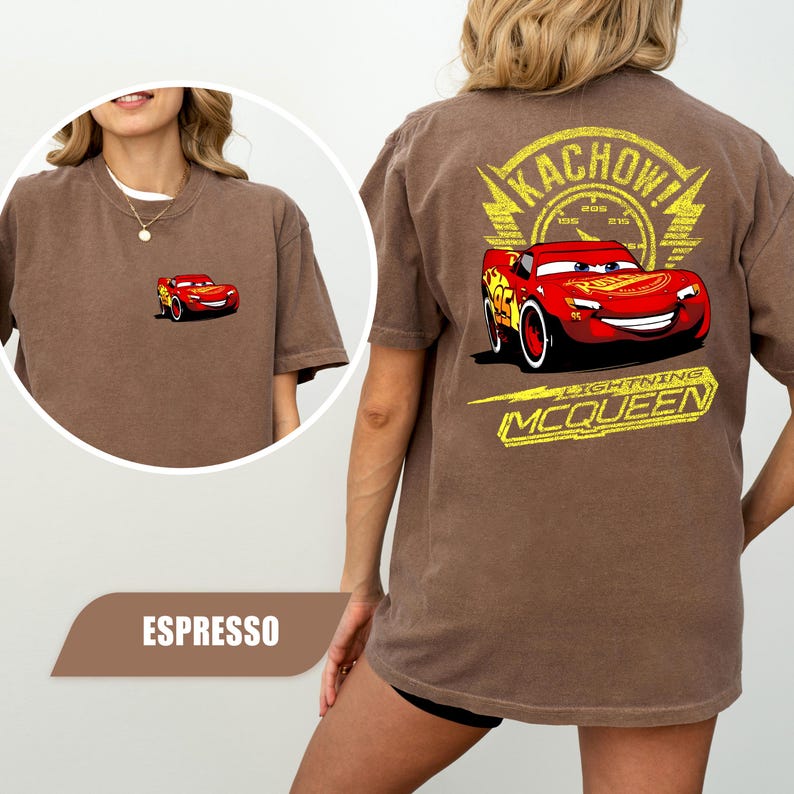 Comfort Colors®Vintage Lightning McQueen Shirt, Disney Pixar Cars Tee, Retro Racer Tee, Kids & Adults Disney Vacation 2026, Kachow Car Shirt image 5