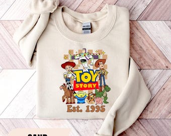 Moletom retrô Toy Story Est. 1995, Suéter Disney Toy Story, Camiseta combinando para a família Toy Story, Moletom com capuz Buzz Woody Jessie, Viagem à Disneylândia