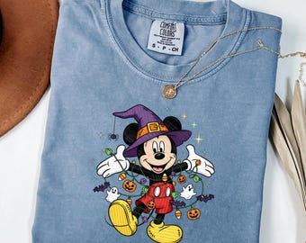 Camiseta de Halloween de Mickey Mouse mago, camiseta Disney de Comfort Colors