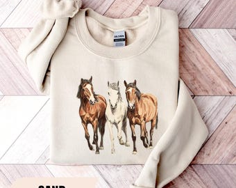 Western Horses Sweatshirt, Country Horses Sweater, Horse Lovers Gift, Trendy Western Gifts, Cowgirl Hoodie, Rodeo Crewneck, Howdy Shirts