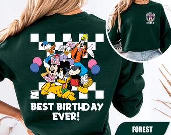 Sudadera personalizada de Disney para niña y niño, suéter personalizado de Disney, sudadera con capucha de cumpleaños, regalo de cumpleaños de Minnie y Mickey, fiesta de cumpleaños de Disney