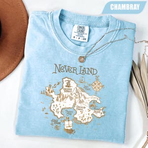 Neverland Map Comfort Colors® Shirt, Lost Boys Hideout, Pirate Cove, Mermaid Lagoon,  Disney Princess Tinkerbell T-Shirt,Disney Matching Tee
