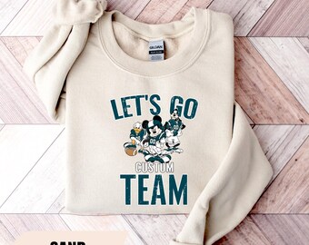 Custom Mickey And Friends Football Sweatshirt, Personalized Disney Football Sweater, CUSTOM All Teams Available, Disney Football Gift