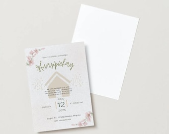 Housewarming Spanish card- Nueva casa invitacion CANVA- Template