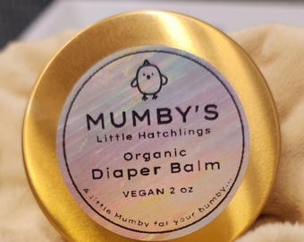 Bálsamo vegano para pañales. Orgánico y totalmente natural. Ingredientes suaves para las pieles más sensibles.