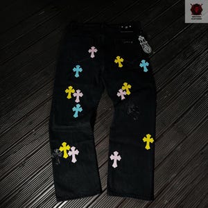 Hohe Taille Distressed Multicolor Jeans für Männer und Frauen