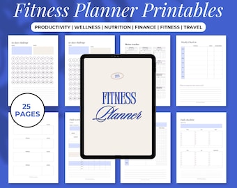 Digital Fitness Planner, Weight Loss & Fitness Tracker, Undated Fitness Journal, Workout Planner, Calorie Tracker, Meal Planner Challenge