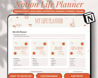 2025 Notion Life Planner All In One Notion Dashboard, Ultimate Digital Planner, ADHD Notion Template, That Girl Finance Fitness Productivity