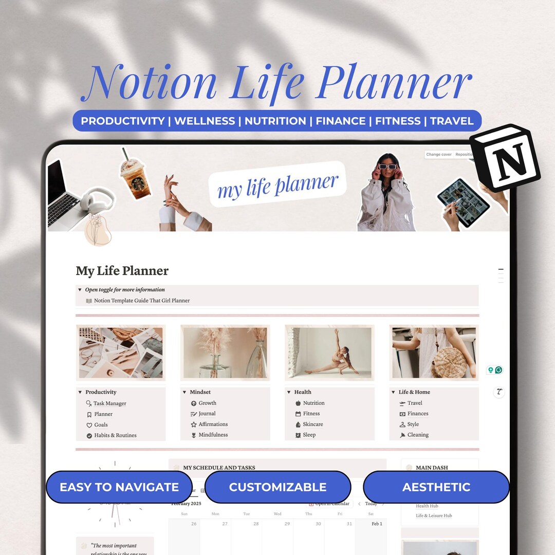 2025 Notion Life Planner All in One Notion Dashboard, Ultimate Digital ...
