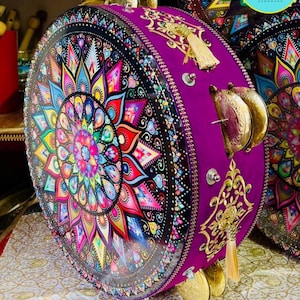 Tambourine,drum,Handmade Tambourine – Decorative Drum,tambourine  with Brass Jingles