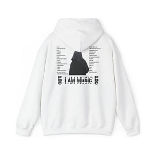 Sudadera unisex con capucha "I AM MUSIC" de Playboi Carti, ideal como regalo para amantes de la música, de mezcla gruesa, con el álbum "I AM MUSIC".