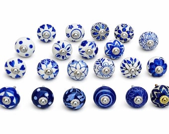Ceramic Cabinet Knobs Blue White Drawer Pull Assorted Ceramic Drawer Knobs Decorative Cabinet Vintage Pulls Cupboard Handles Farmhouse