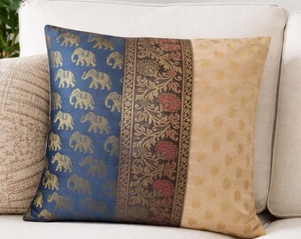 Designer Olifant Kussenhoes Zwart Goud Brokaat Kussensloop Decoratieve Sierkussen Case Luxe Indiase Home Decor