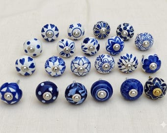 Assorted Blue White Ceramic Cabinet Handles Cabinet Decor Knobs for Dresser Knobs for Drawers Wardrobe Bathroom Bookcase Cupboard