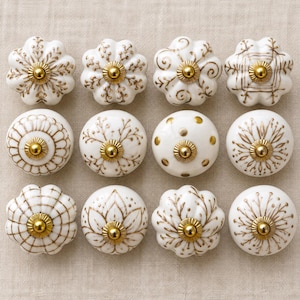 White Handmade Ceramic Cabinet Knob, Decorative Drawer Pull for Dresser and Cupboard Doors