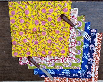 Handcrafted Fabric Serviettes for Dining, Soft Washable Table Linen Set, Artisan Home Table Decor Assorted