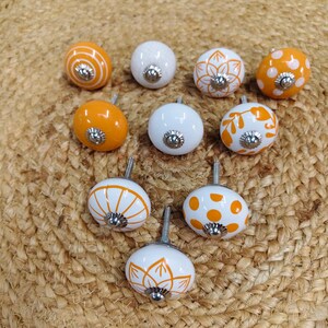 Assorted Orange Ceramic Drawer Knobs, Handmade Cabinet Knobs, Decorative Dresser Pulls, Cupboard Door Handles, Furniture Knobs set of 10 image 5