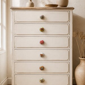 Ceramic Cabinet Knobs Set, Multicolor Tree Bird Drawer Pulls, Boho Dresser Handles, Decorative Cupboard Hardware, Housewarming Gift image 4