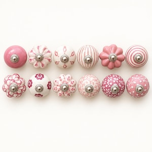 Blush Pink Ceramic Cabinet Knobs, Set of 8, Decorative Drawer Pulls for Dressers and Cupboards