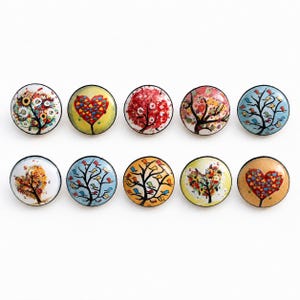 Ceramic Cabinet Knobs Set, Multicolor Tree Bird Drawer Pulls, Boho Dresser Handles, Decorative Cupboard Hardware, Housewarming Gift image 10