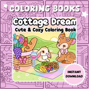 Cottage Dream Süßes & Gemütliches Malbuch, Süße und gemütliche digitale Malseiten, 43 Seiten, Sofortiger Download